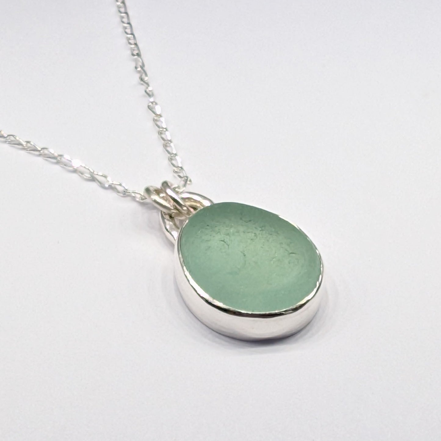 Sea Foam Sea Glass Silver Pendant