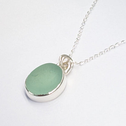 Sea Foam Sea Glass Silver Pendant