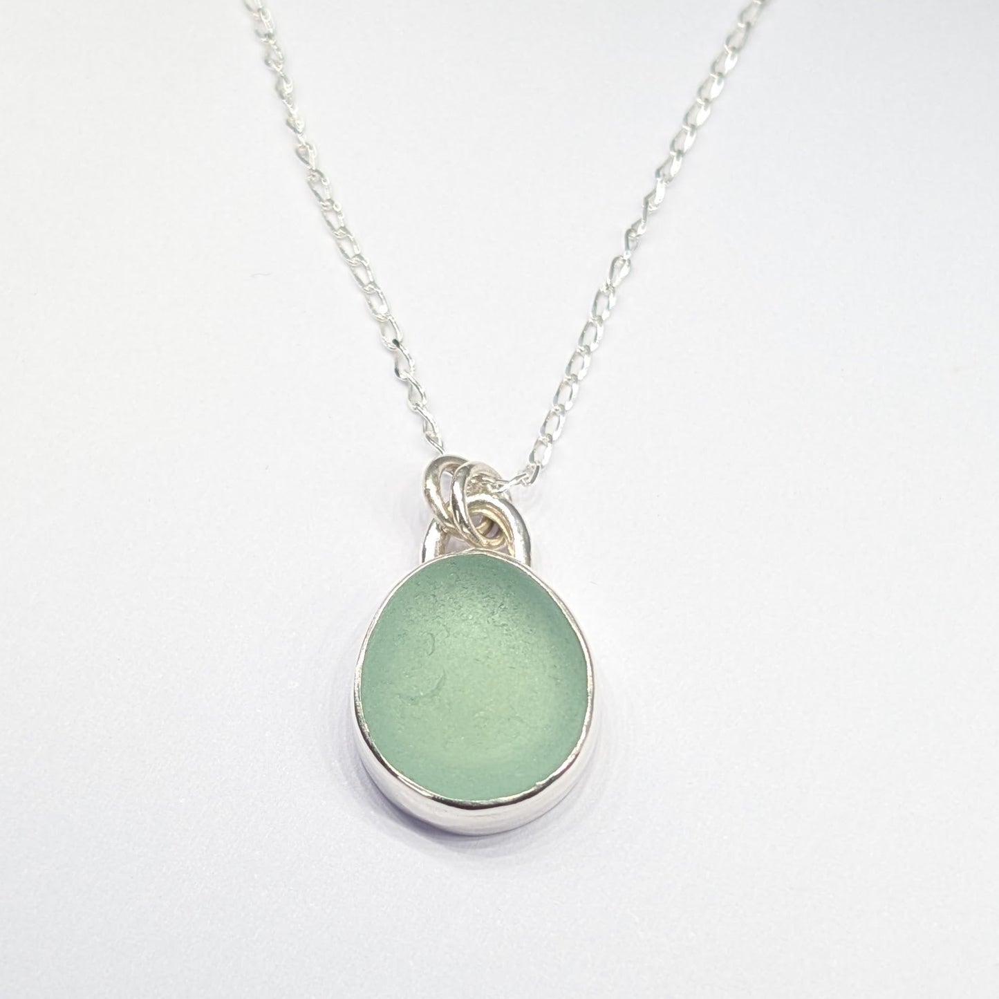 Sea Foam Sea Glass Silver Pendant