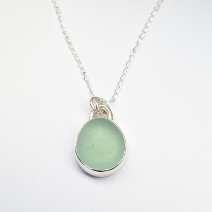 Sea Foam Sea Glass Silver Pendant