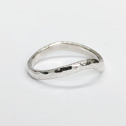 Silver hammered ring.  Wave Silver Ring