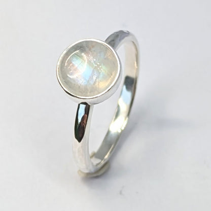 Rainbow Moonstone Silver Ring