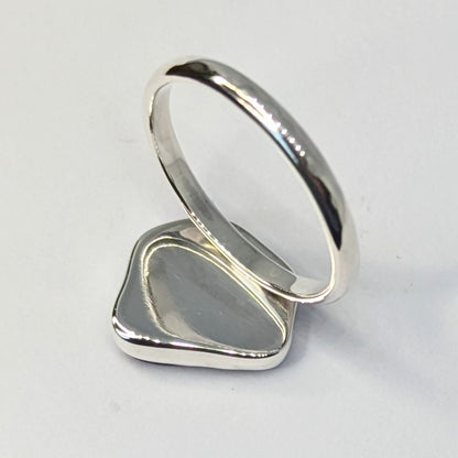 Back of Azure Blue Sea Glass Silver Ring
