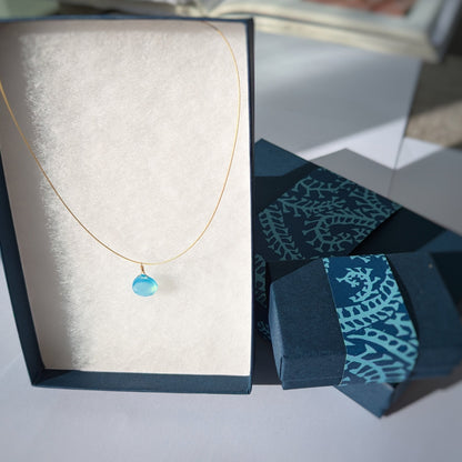 Cornish Blue Sky Drop Pendant in blue gift box