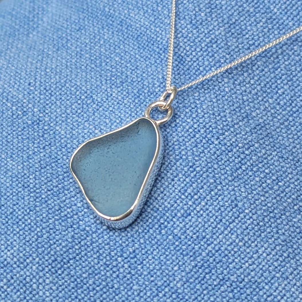 Deep Blue Sea Glass Pendant