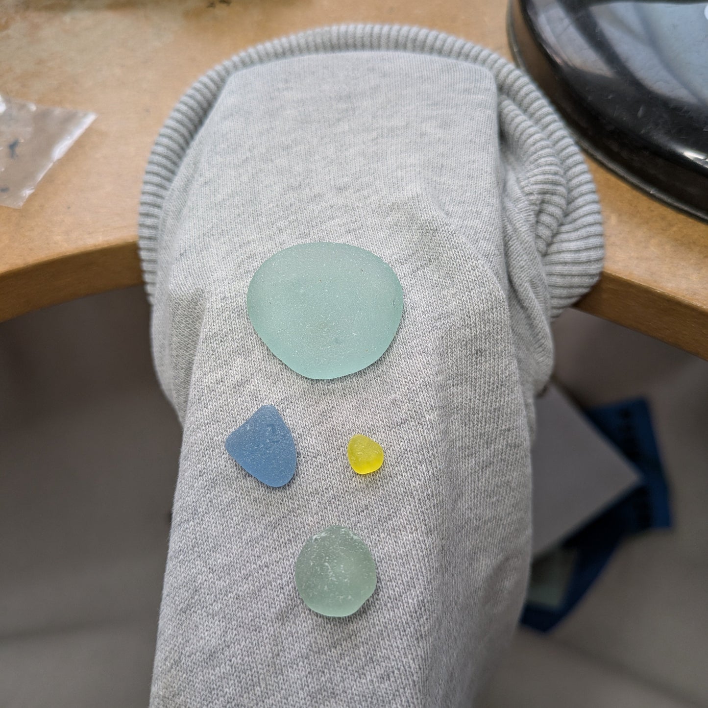 Sea glass on work bench