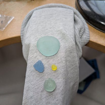 Sea glass on work bench