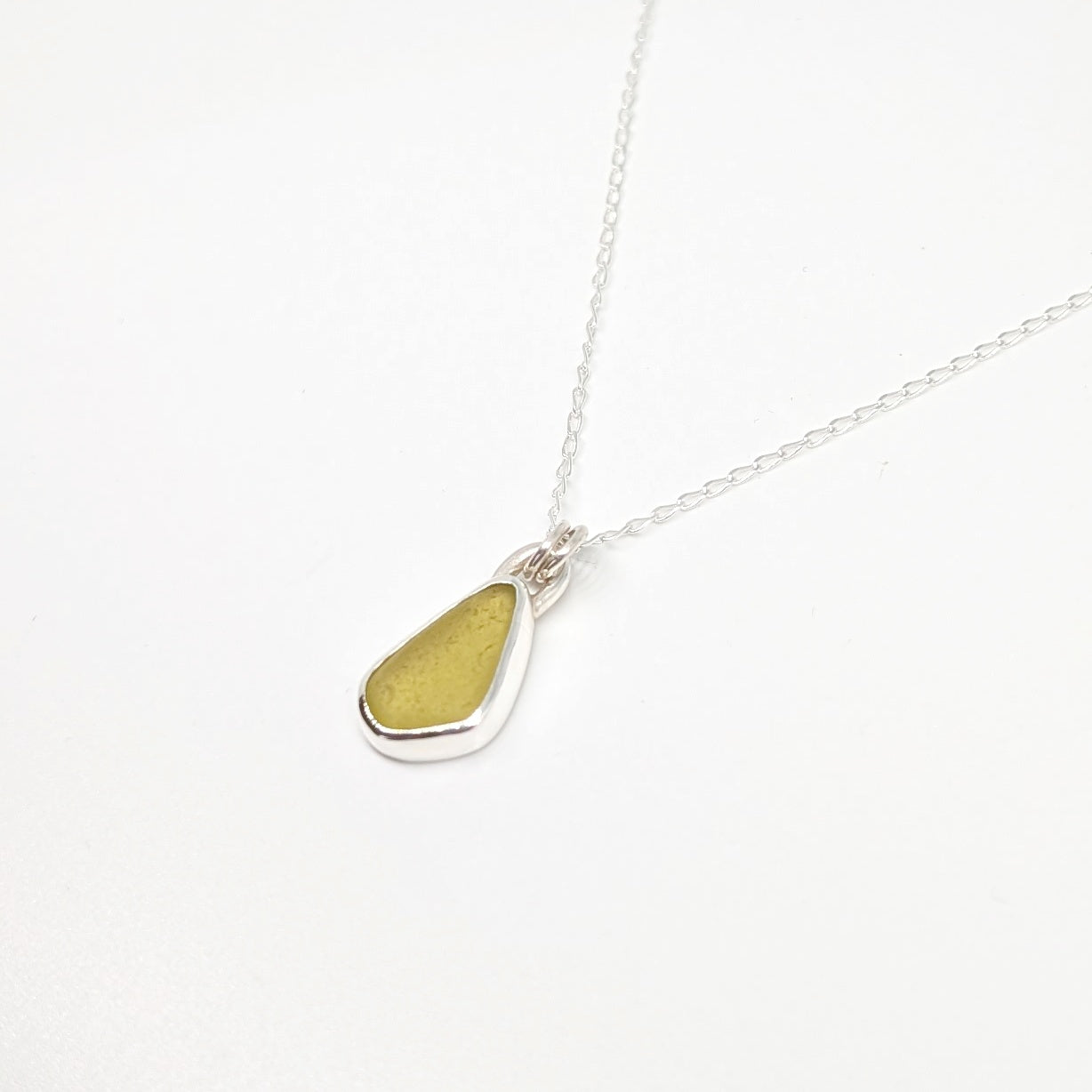 Honey Gold Sea Glass Silver Pendant - RARE