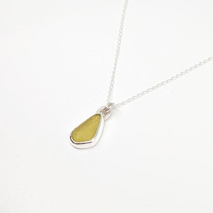 Honey Gold Sea Glass Silver Pendant - RARE