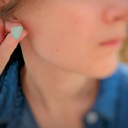 Sea Cove Sea Glass, Silver Stud Earrings