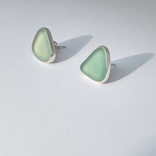 Sea Cove Sea Glass, Silver Stud Earrings