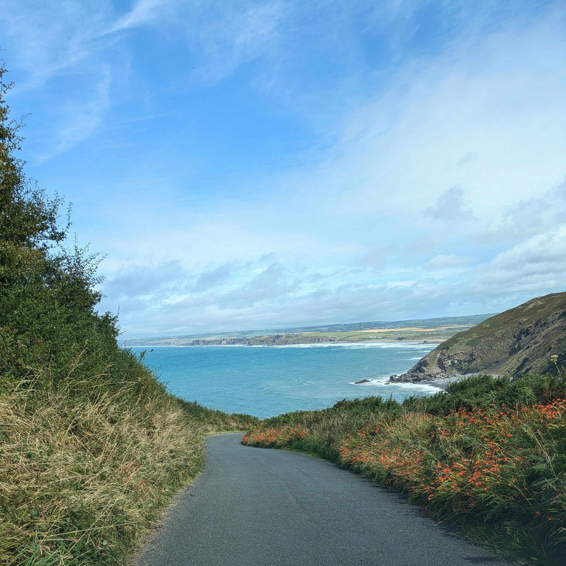 view out to sea from road