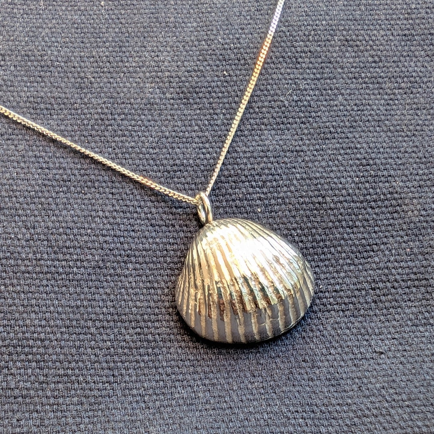 Pure Silver sea shell pendant cast from a real sea shell