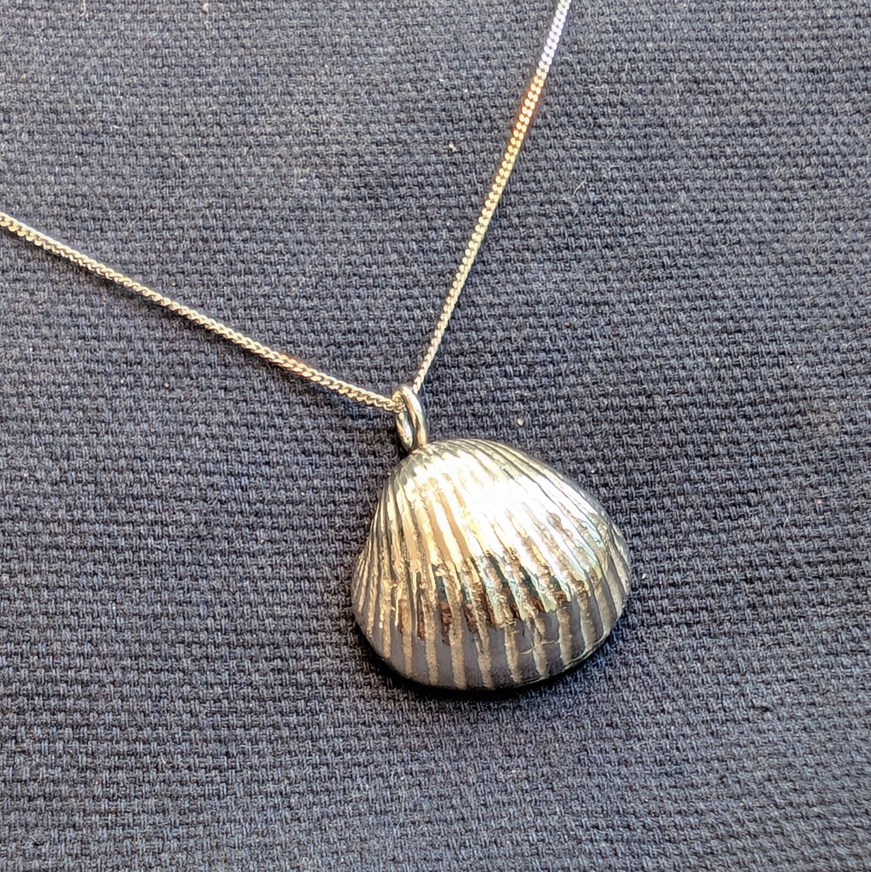 Pure Silver sea shell pendant cast from a real sea shell