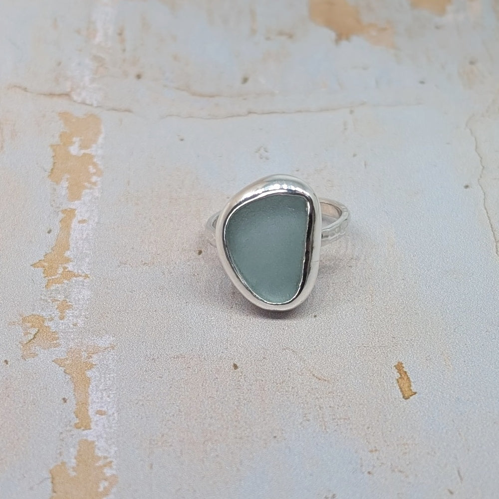 Silver Mist Sea Glass Ring
