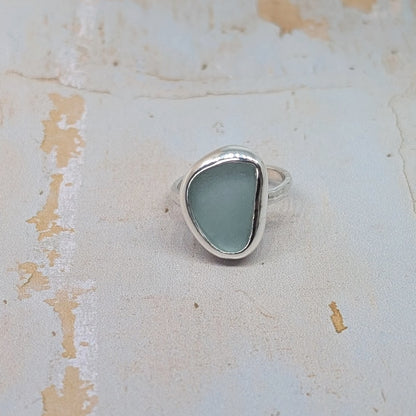 Silver Mist Sea Glass Ring