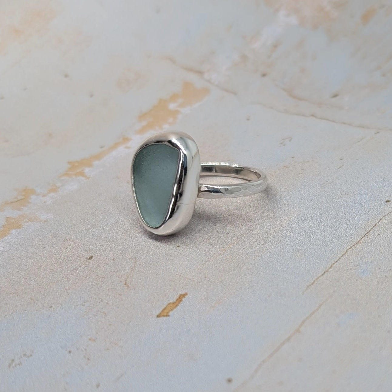 Silver Mist Sea Glass Ring