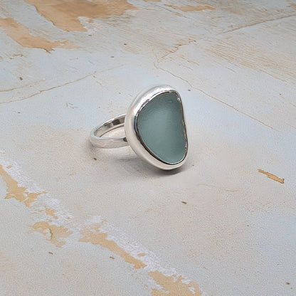 Silver Mist Sea Glass Ring