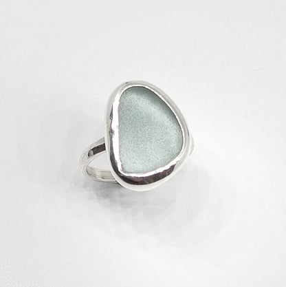 Silver Mist Sea Glass Ring