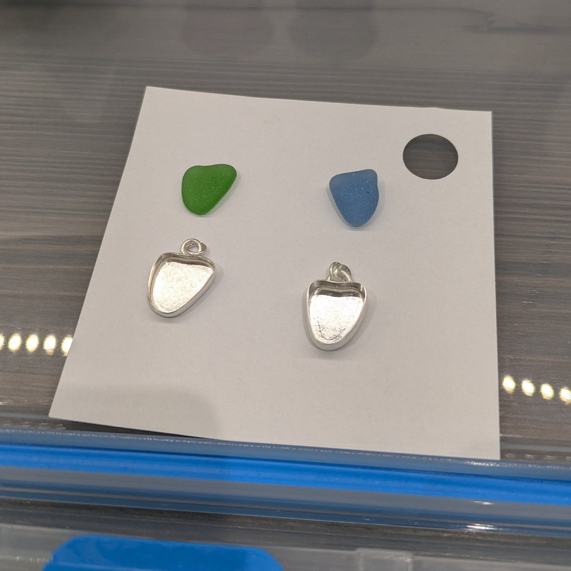 Sea glass and silver bezels