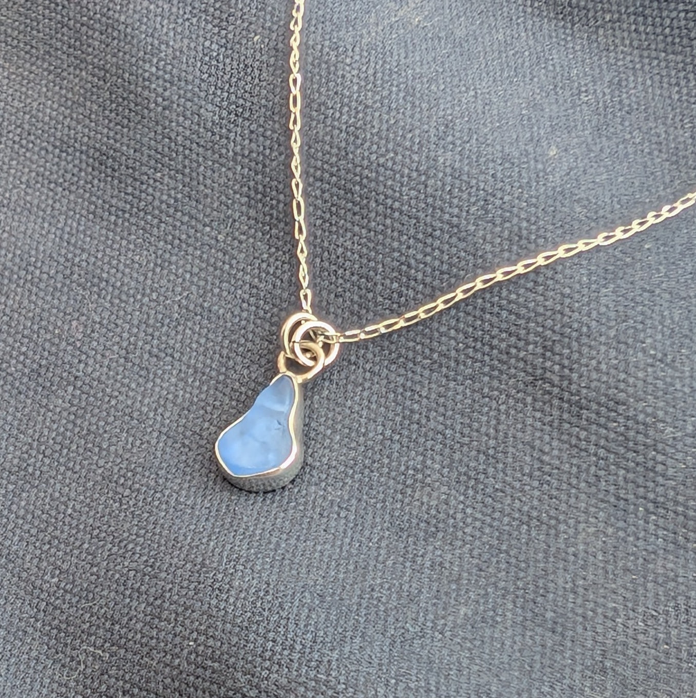 Sky Blue Sea Glass Silver Pendant
