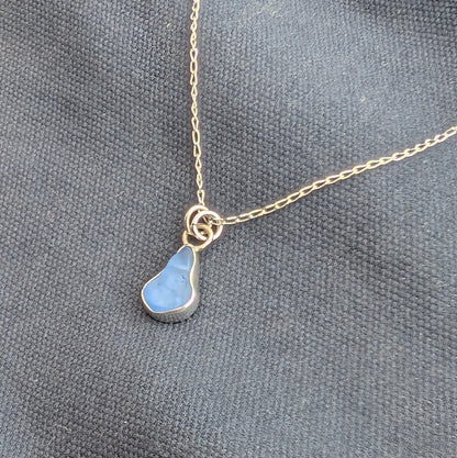 Sky Blue Sea Glass Silver Pendant