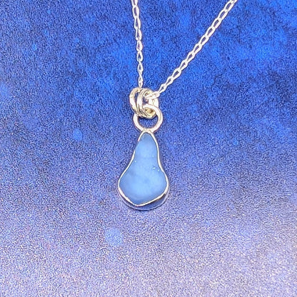 Sky Blue Sea Glass Silver Pendant