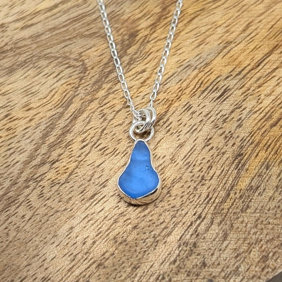 Sky Blue Sea Glass Silver Pendant