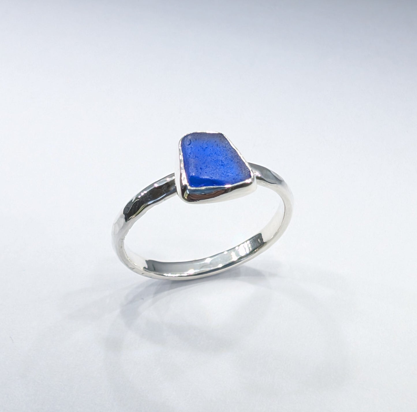 Little Blue Sea Glass Silver Ring