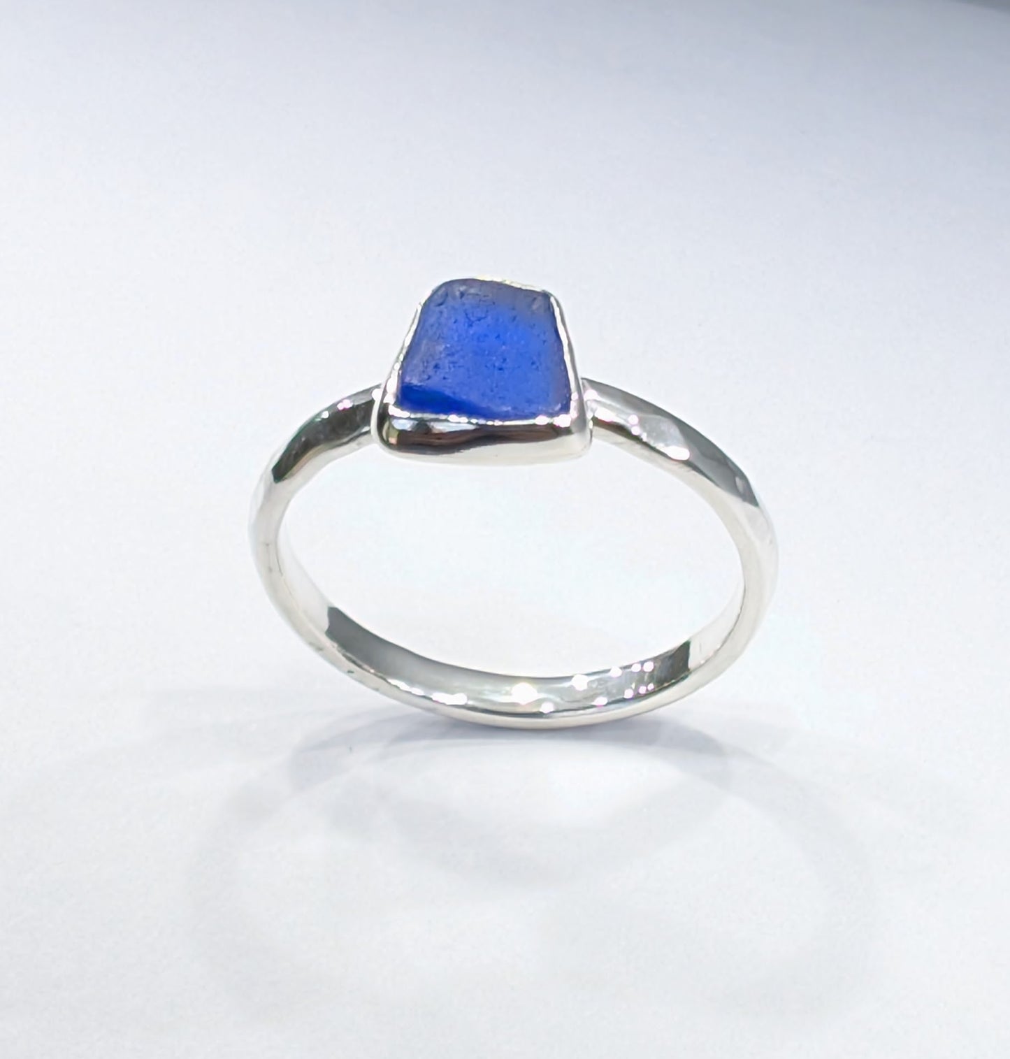 Little Blue Sea Glass Silver Ring