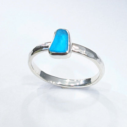 Little Turquoise Sea Glass Silver Ring