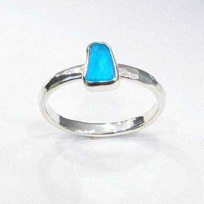 Little Turquoise Sea Glass Silver Ring