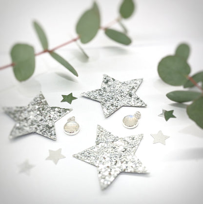 Snowball Moonstone pendant set in sterling silver with festive decorations