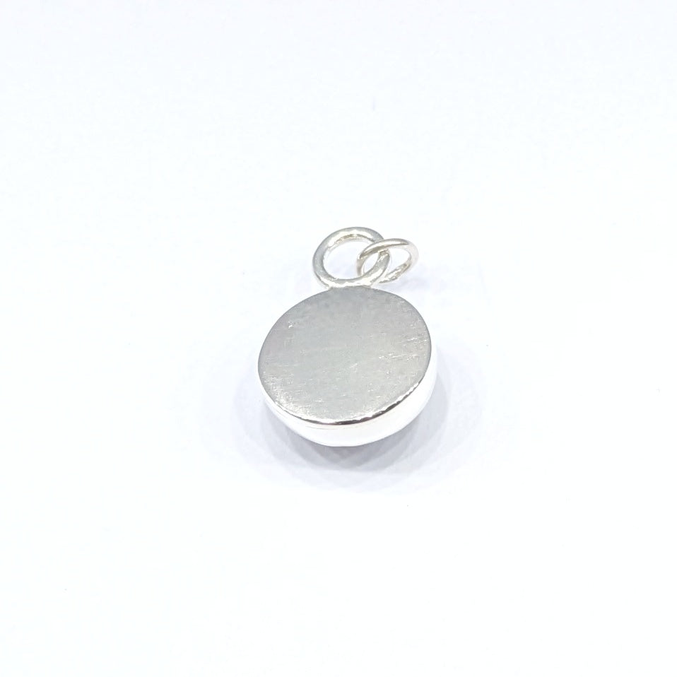 Back of Snowball Moonstone pendant set in sterling silver