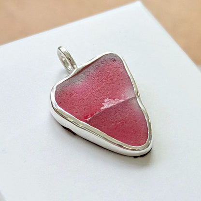 Red Sea Glass silver pendant broken in half