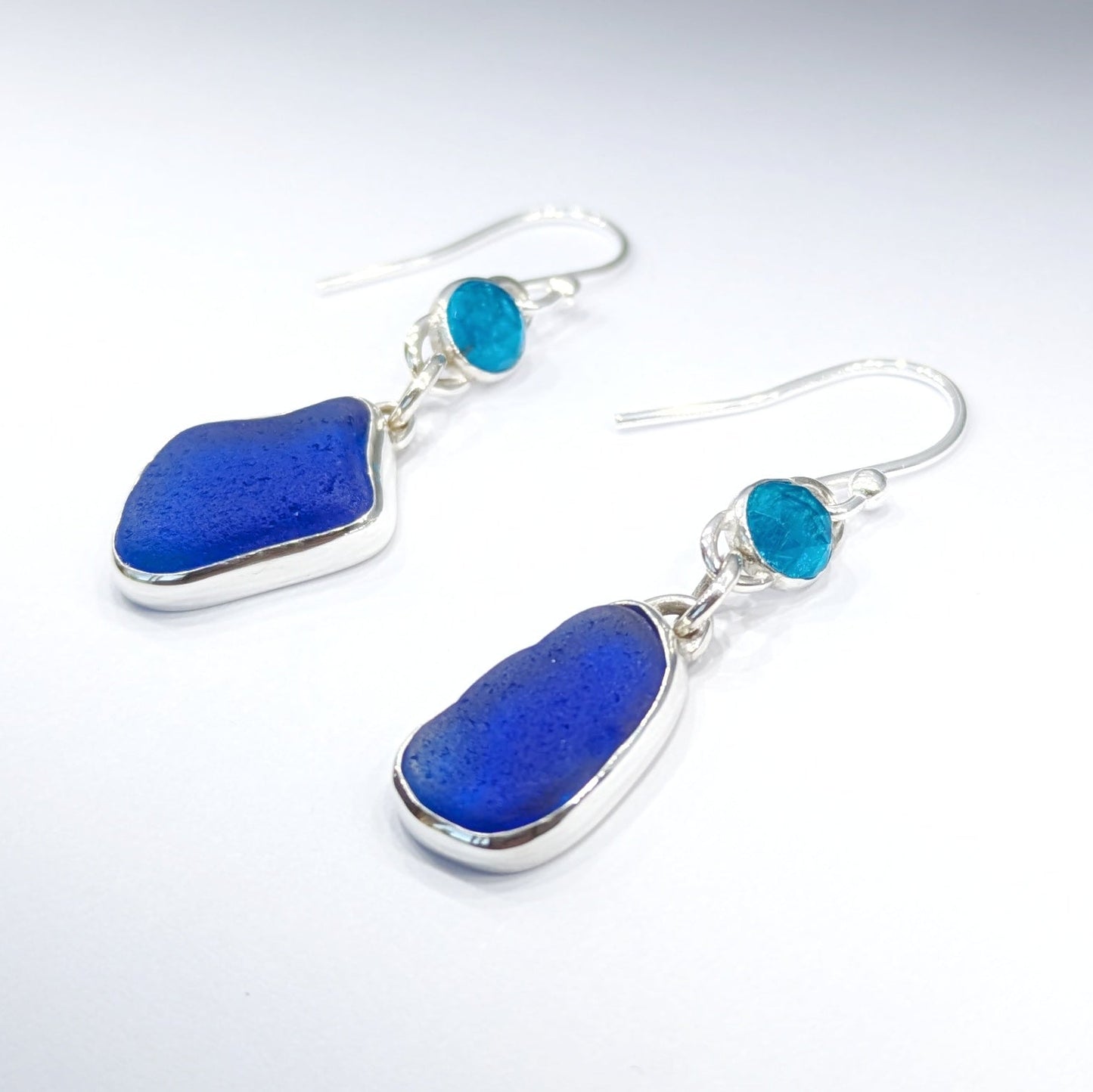 Cobalt Blue & Apatite Gemstone Silver Earrings