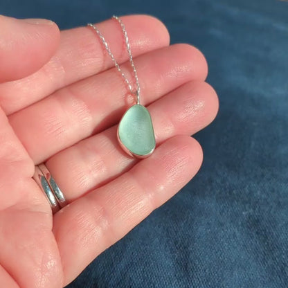 Seafoam Sea Glass Silver Pendant (No.2)
