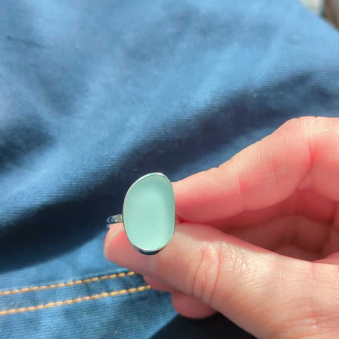 Cornish Sea Mist Silver Ring with Hammered Texture video