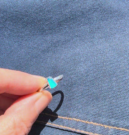 Little Turquoise Sea Glass Silver Ring