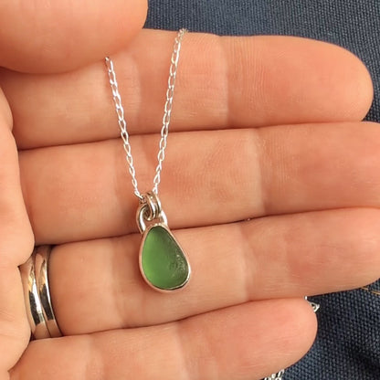 Jewel Green Sea Glass Silver Pendant