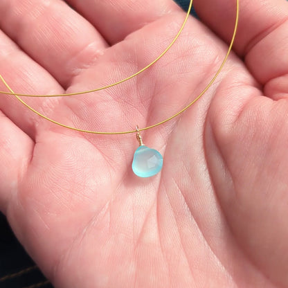 Dreamy Blue Chalcedony & Gold Pendant video