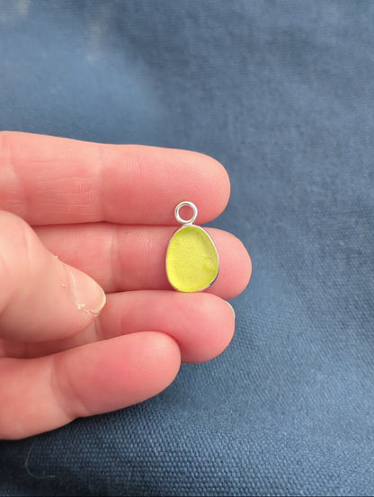 Little Drop of Sunshine, Yellow Sea Glass Silver Pendant