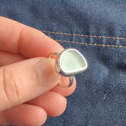 Silver Mist Sea Glass Ring