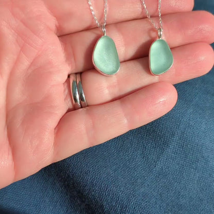 Seafoam Sea Glass Silver Pendant (No.2)