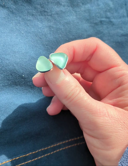 Sea Cove Sea Glass, Silver Stud Earrings