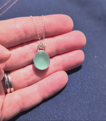 Sea Foam Sea Glass Silver Pendant
