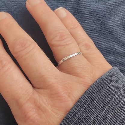 Hammered Tiny Pebble Silver Ring