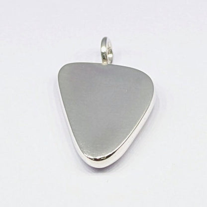 Back of Red Sea Glass Silver Pendant with white background