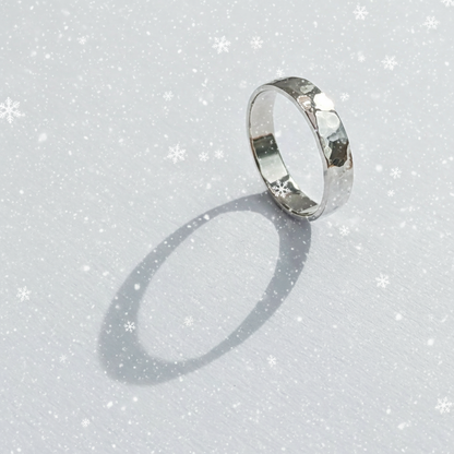 Sea Surf Silver Ring with Snowfall