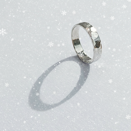 Sea Surf Silver Ring with Snowfall